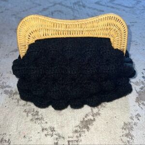 Kayu Rafia and Wicker Purse w/ Long Chain Magnetic Closure